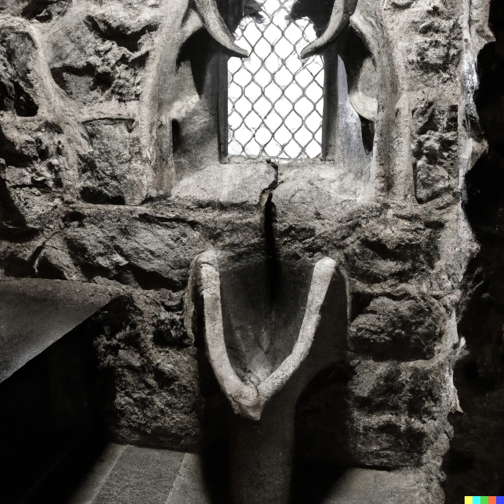 Prompt: dracula's castle goth urinal