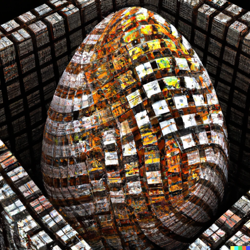 Prompt: Incredibly complicated fractal of an egg in cubism style
