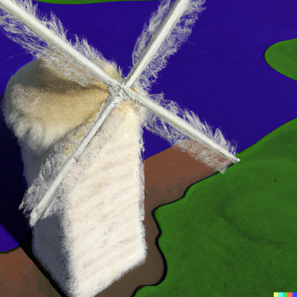 Prompt: A 3d rendering of a furry painting showing a windmill