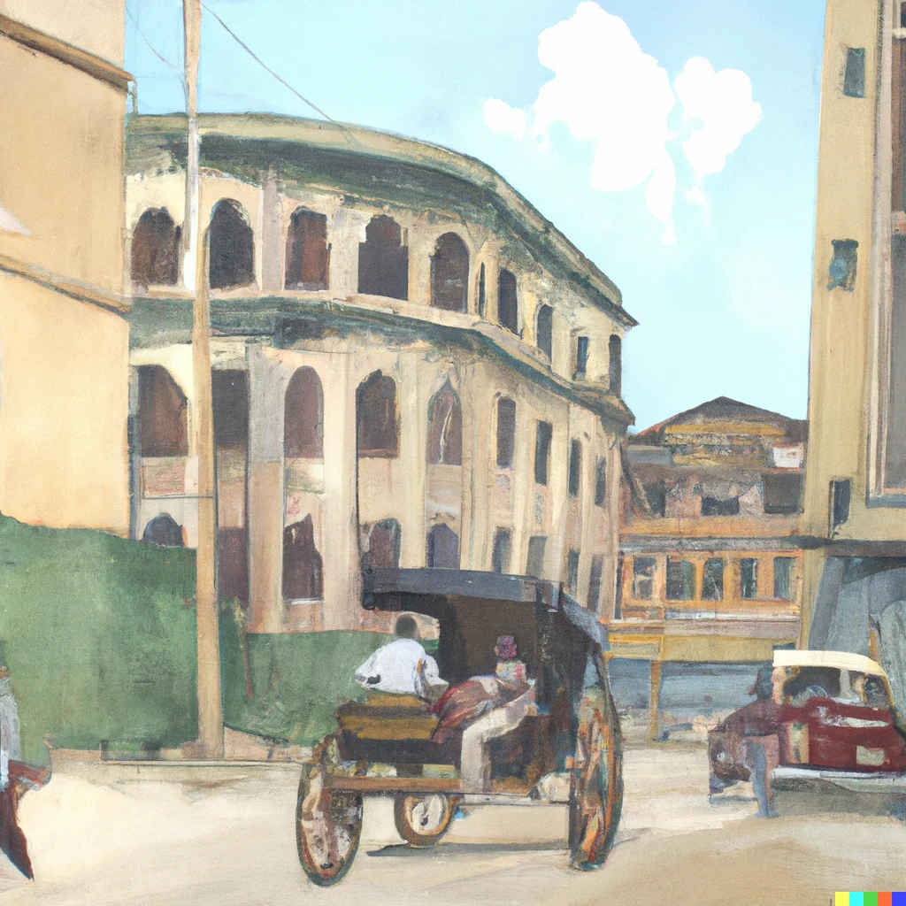 Prompt: A Renaissance school type painting of the streets of Calcutta. High-definition. 