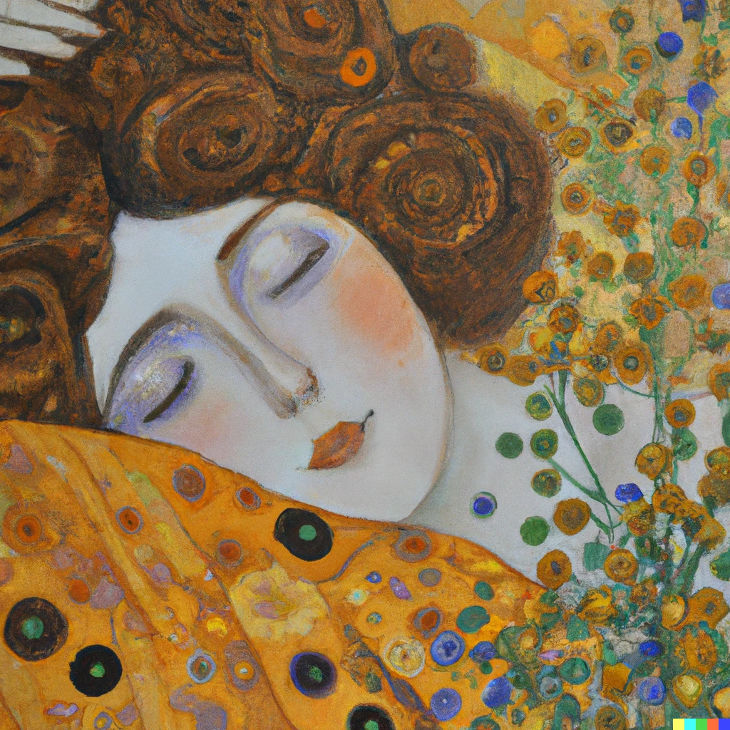 Prompt: Good Morning, by Gustav Klimt