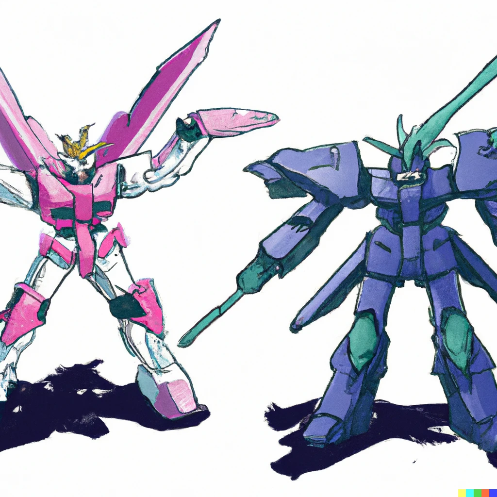 Prompt: Gundam vs Macross