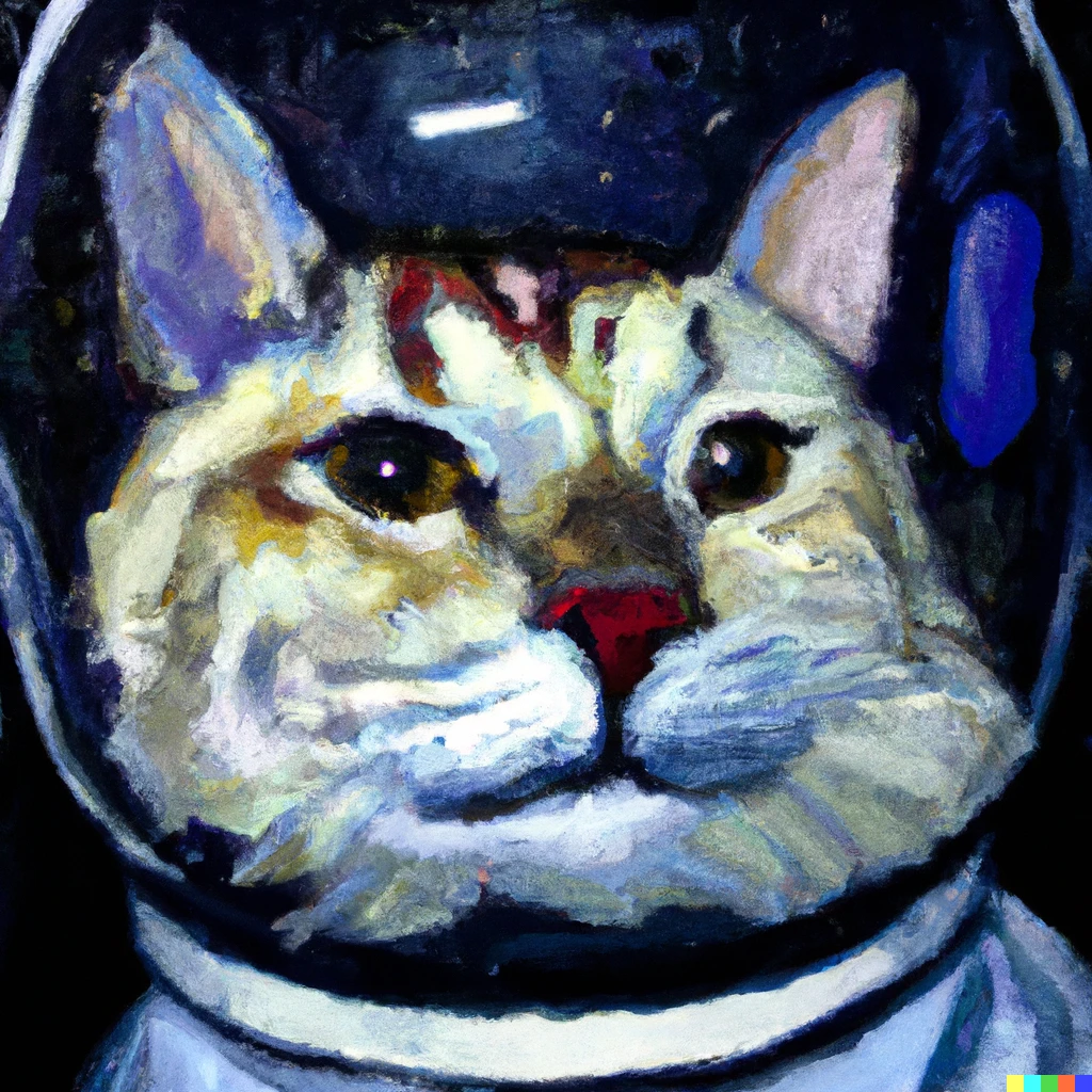 Prompt: a van gogh style painting of an astronaut cat