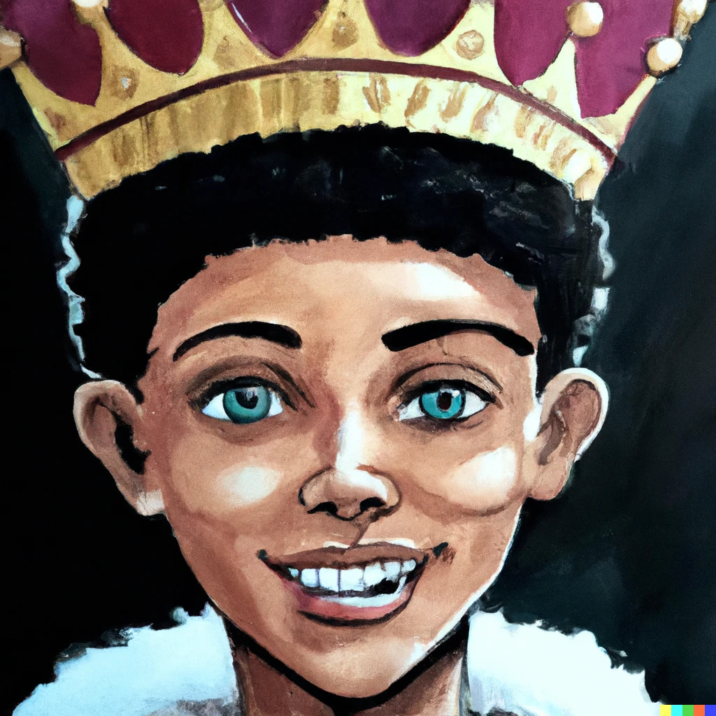Prompt: a painting of a future king smiling