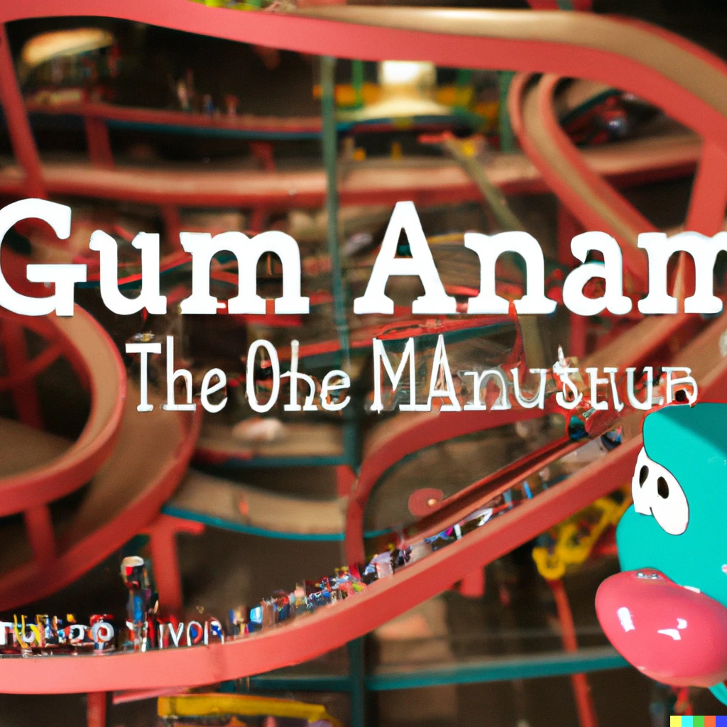 Prompt: A photograph of a rollercoaster, with a "The Amazing World of Gumball" cartoon theme.