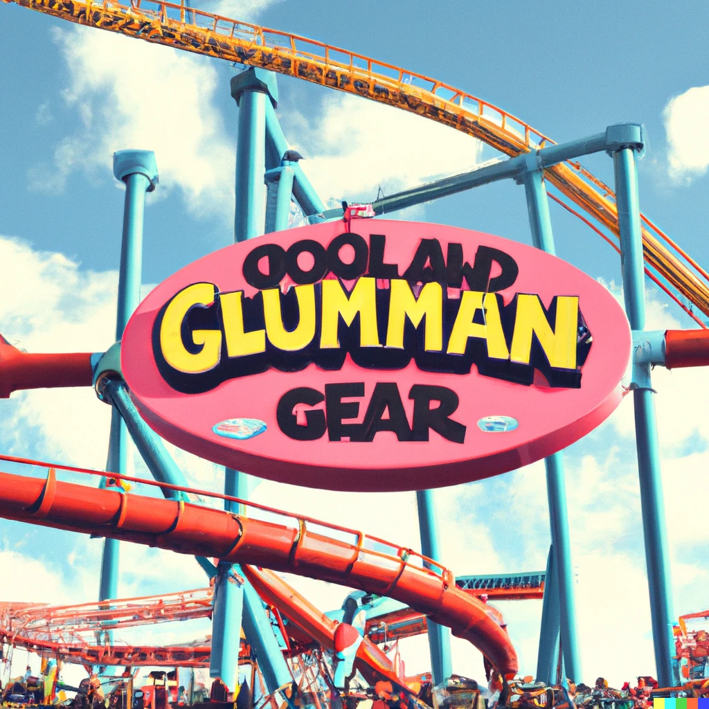 Prompt: A photograph of a rollercoaster, with a "The Amazing World of Gumball" cartoon theme.