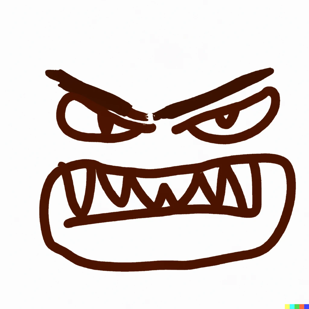 Prompt: the angriest face ever created, art