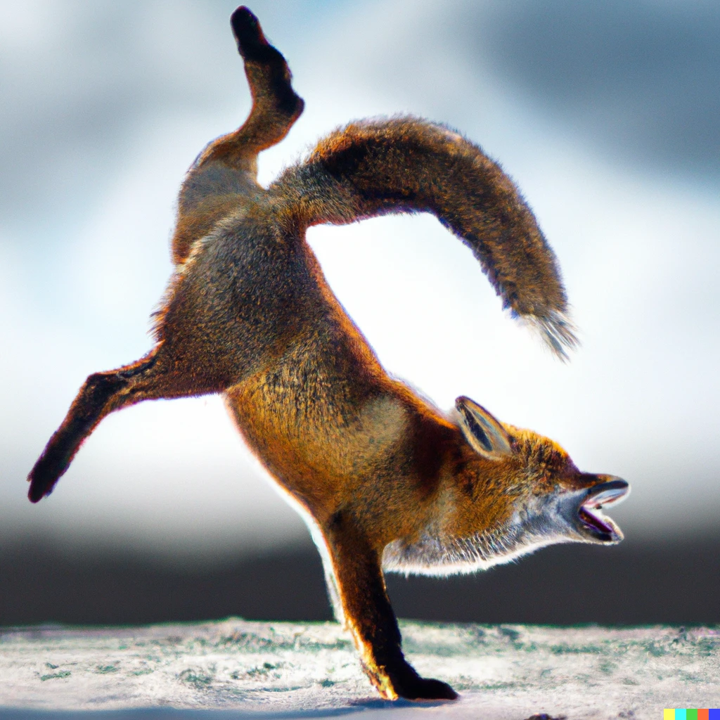 Prompt: A fox doing an incredible backflip, animal stunts, top animals of all time, incredible talent, look at him go, wowo