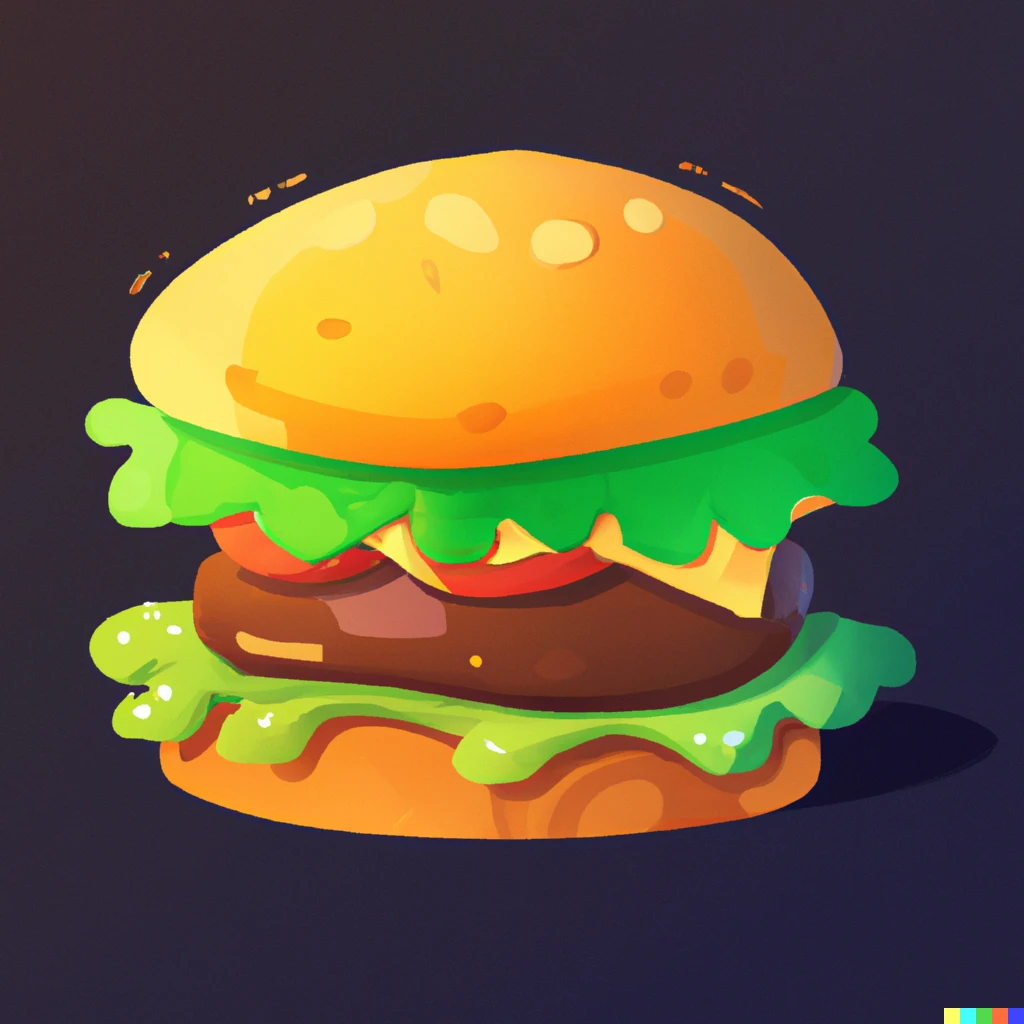Prompt: A hamburger, digital art in the style of kurzgesagt