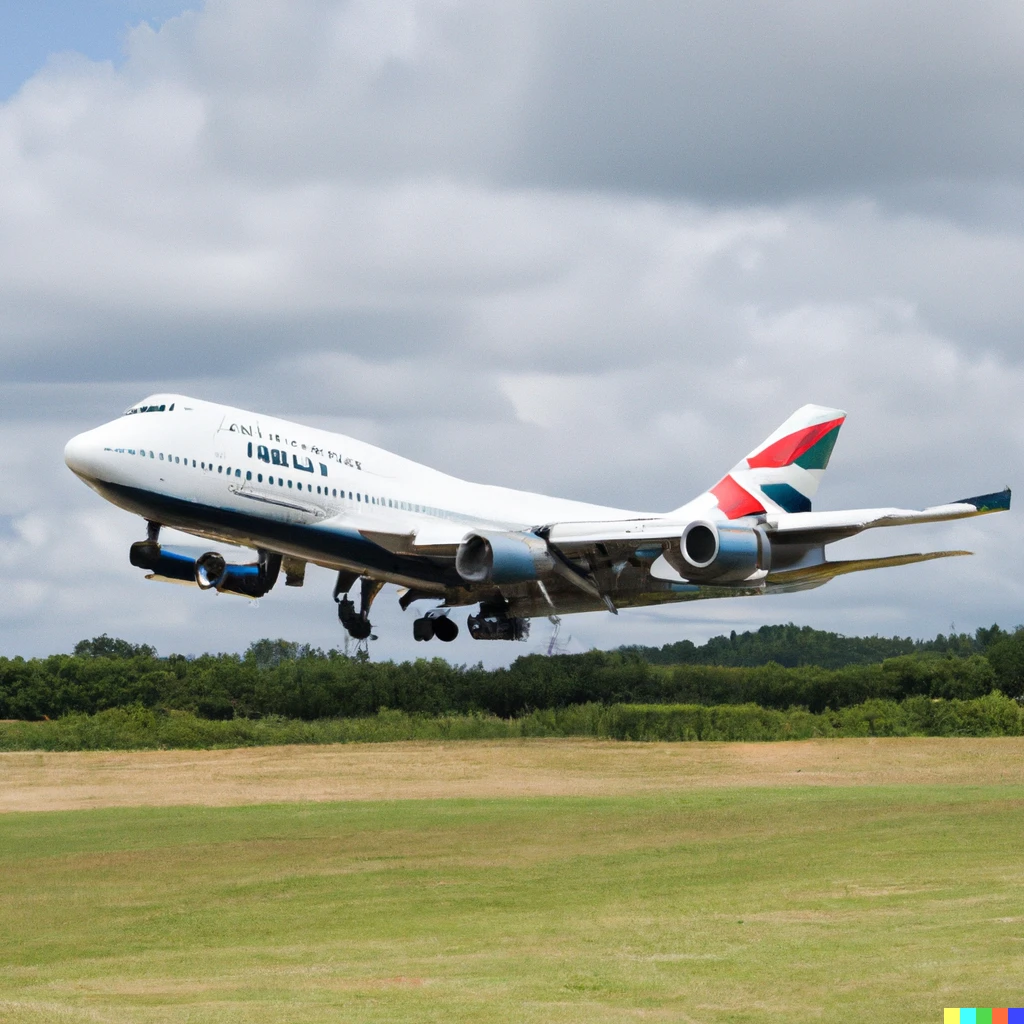 Prompt: A 747-800 landing at London Gatwick Airport, 85mm photograph, jetphotos, airline pictures