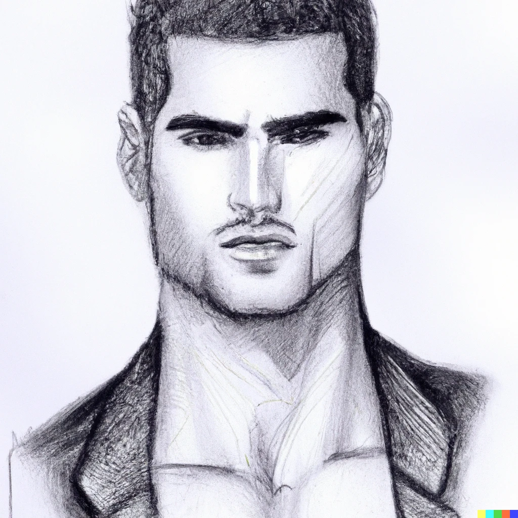 Prompt: a pencil sketch of the most attractive man physically possible