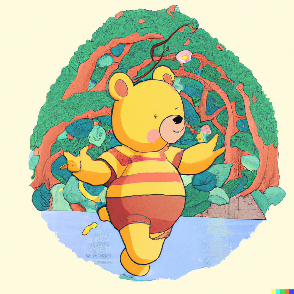 Ryan × DALL·E | Winnie the Pooh in the artstyle of Animal Crossing