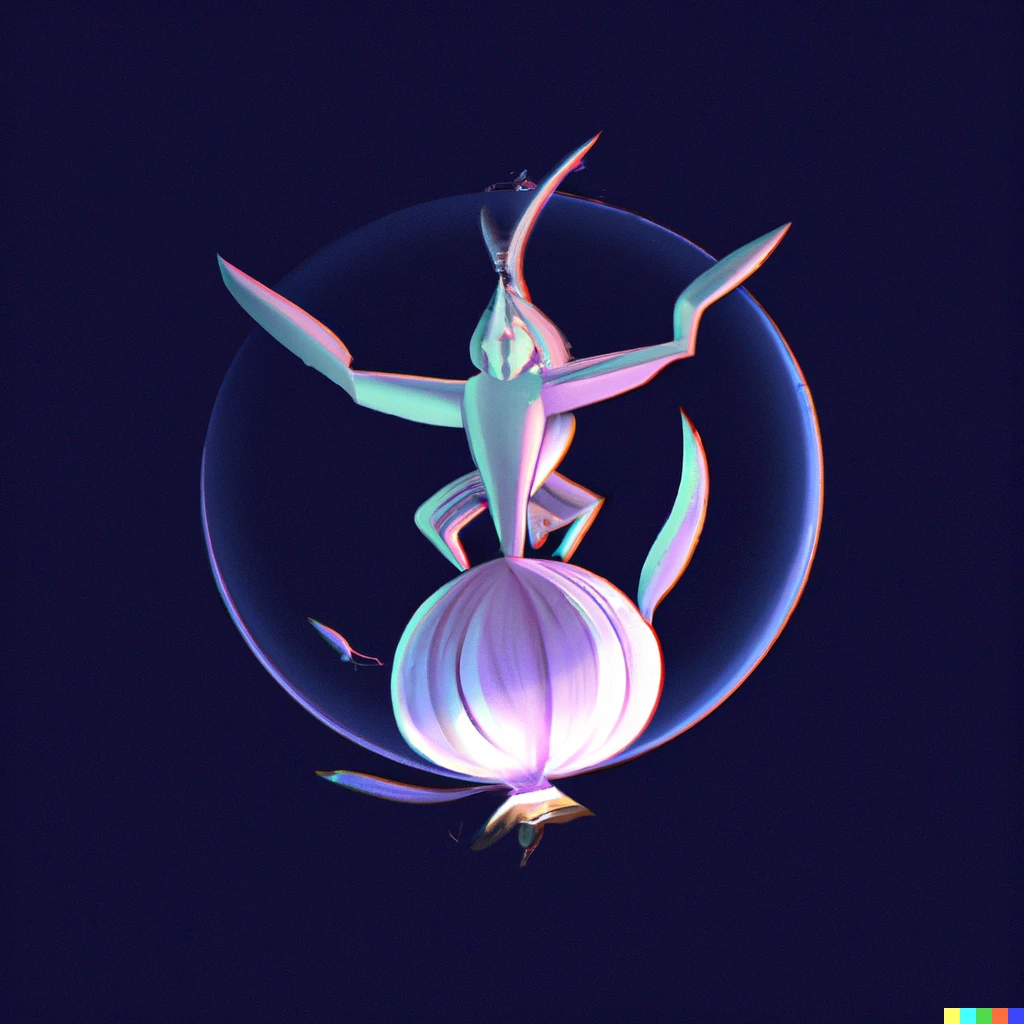 Prompt: abstract surreal illustration of a humanoid onion in the style of madoka magicka