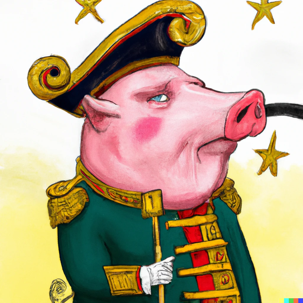 Prompt: Napoleon Bonaparte as a pig