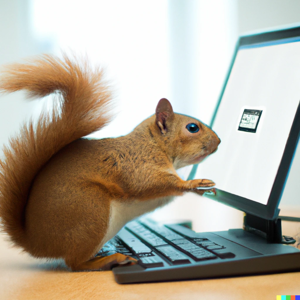 Prompt: squirrel programming on a computer
