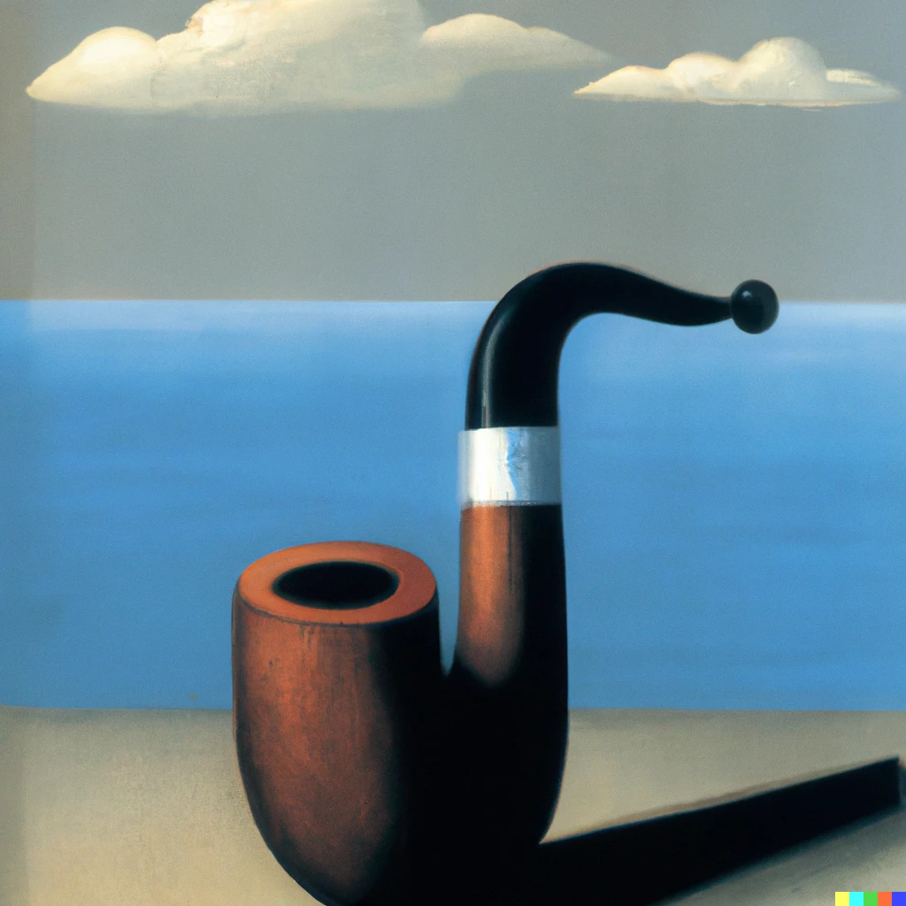 Prompt: A painting of a pipe by René Magritte