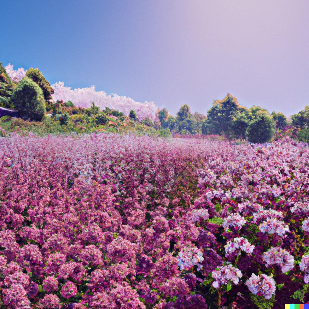 Prompt: A field of oregano surround by lilac in the hills of italy, Digital Art