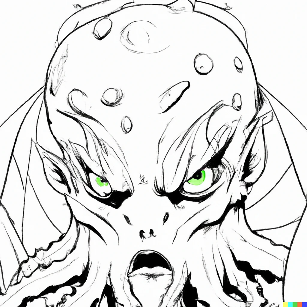 Prompt: A manga picture of cthulhu