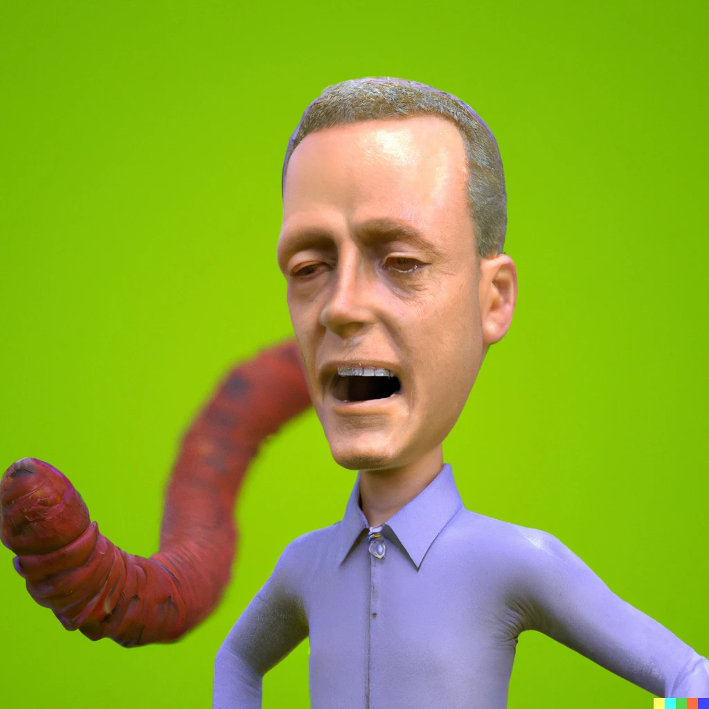 Prompt: 3d render of a worm with jordan peterson's head crying about how beavis and butt-head never get to score in a forest