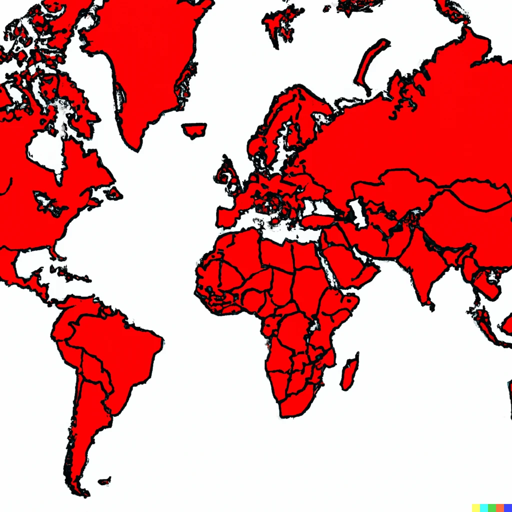 Prompt: A world map with right wing countries in red