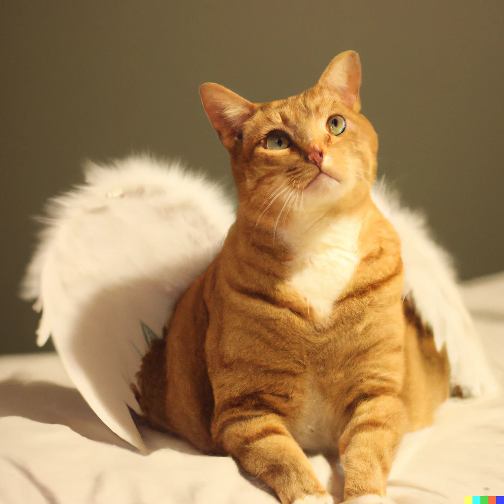 Prompt: Orange Female tabby cat as a angel 