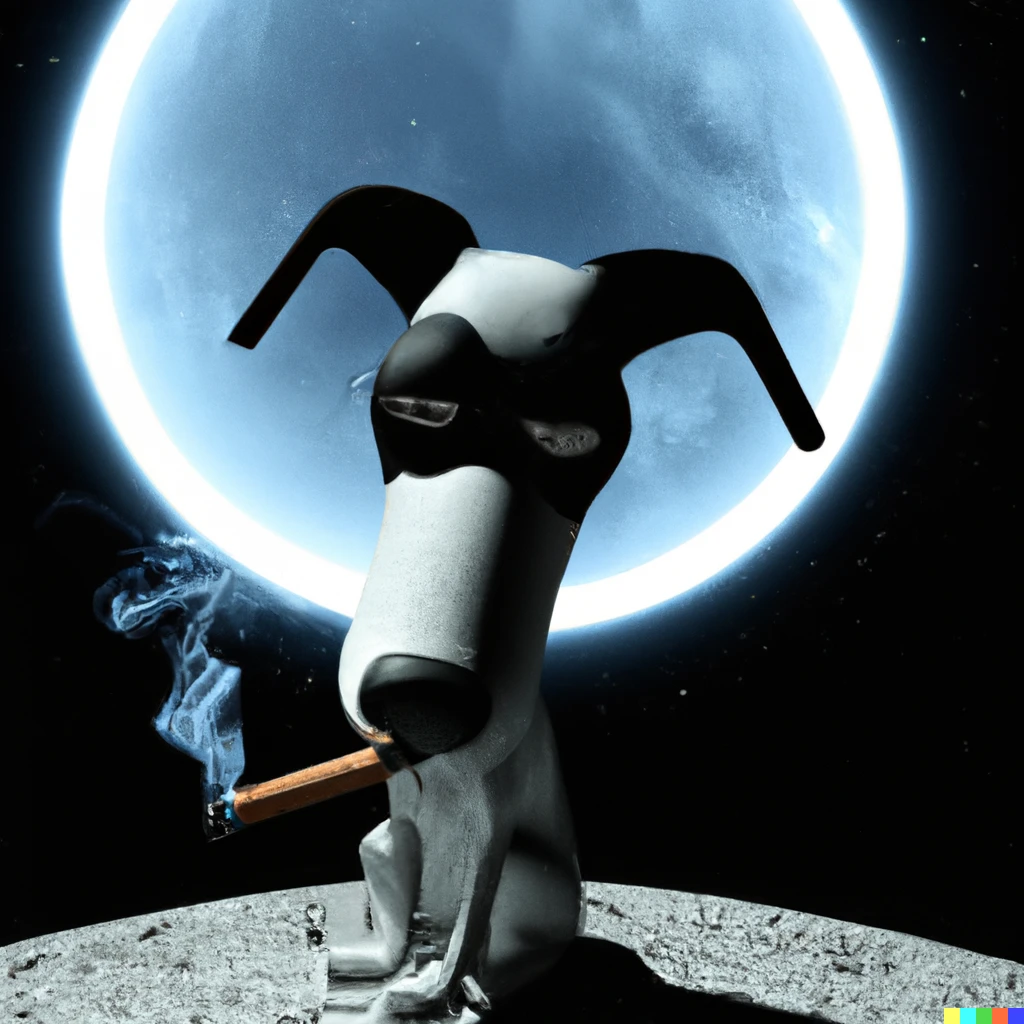 Prompt: A dog smoking on the moon render

