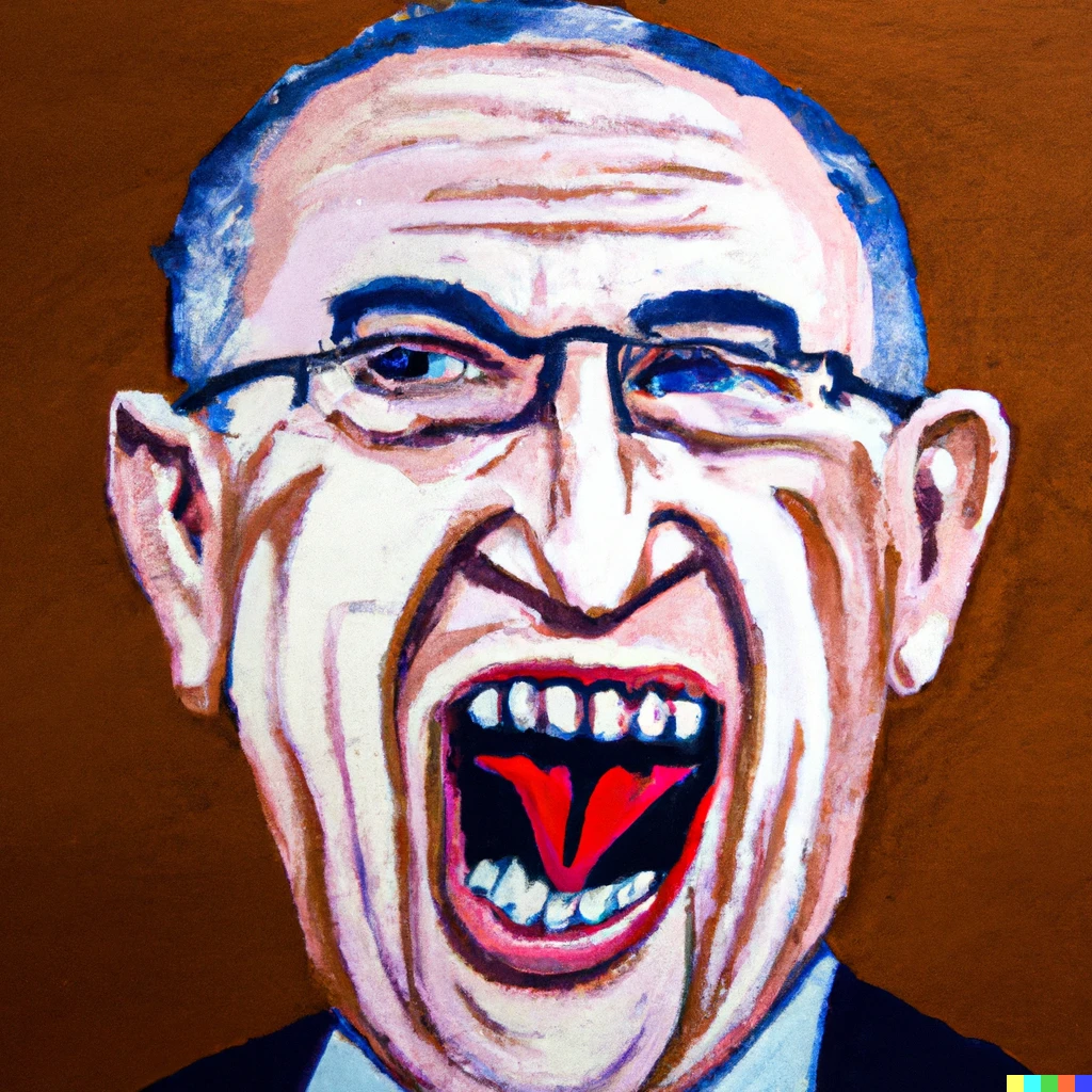 Prompt: Oil painting of  Benjamin  Netanyahu in the style of the scream by monk