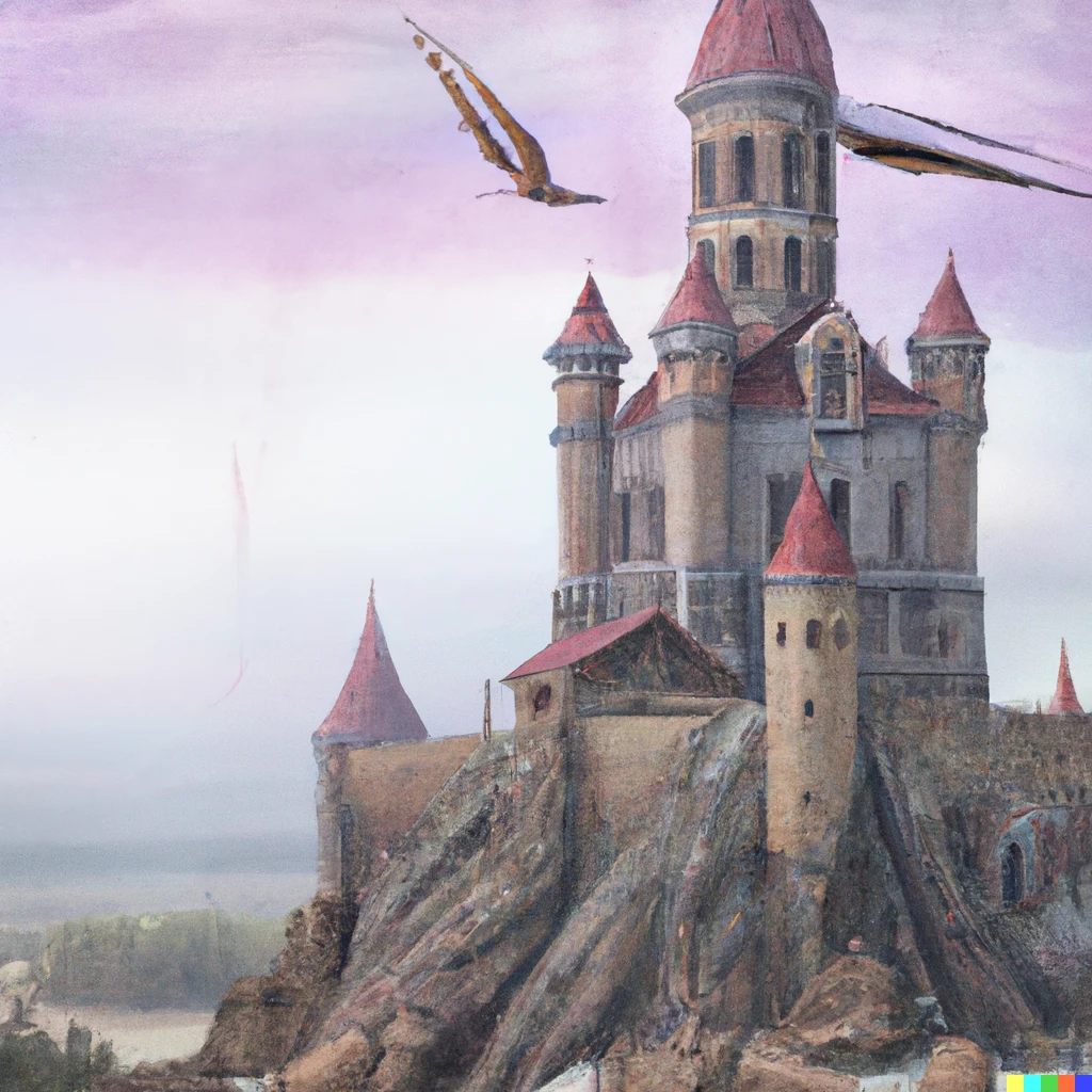 Prompt: a gothic epic castle, fantasy art style  painted by Jan van Eyck
