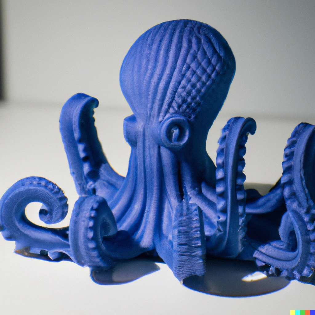 Prompt: an octopus 3d printing