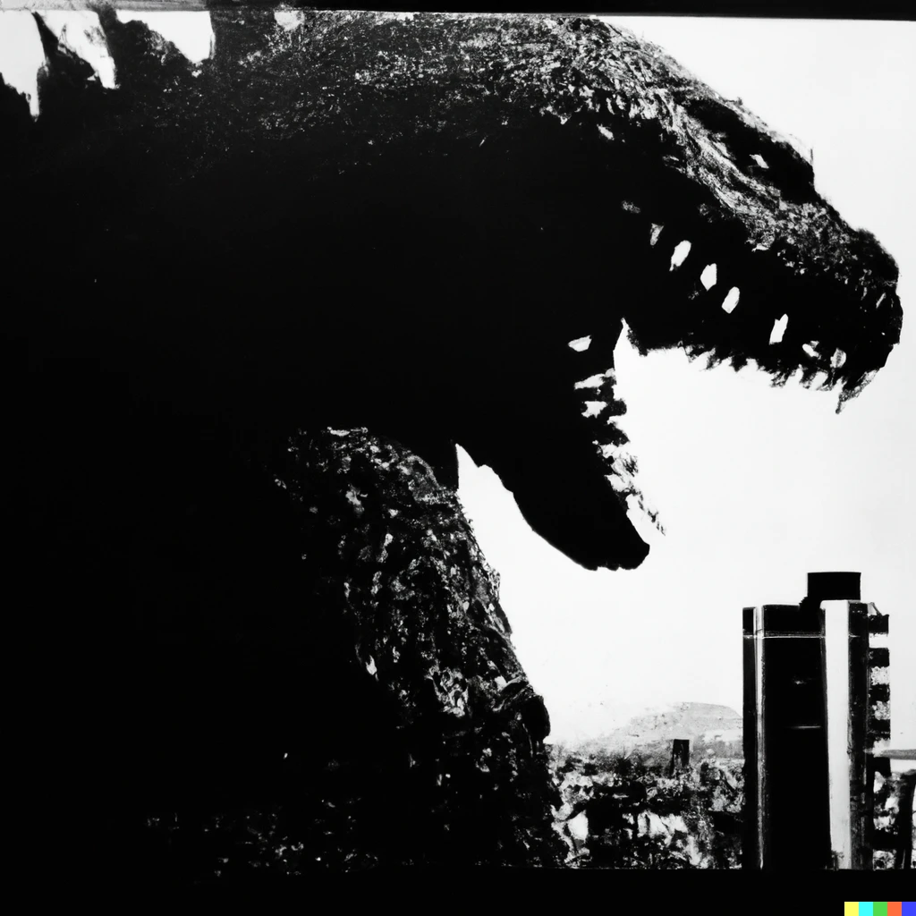 Prompt: "Godzilla" by Daido Moriyama