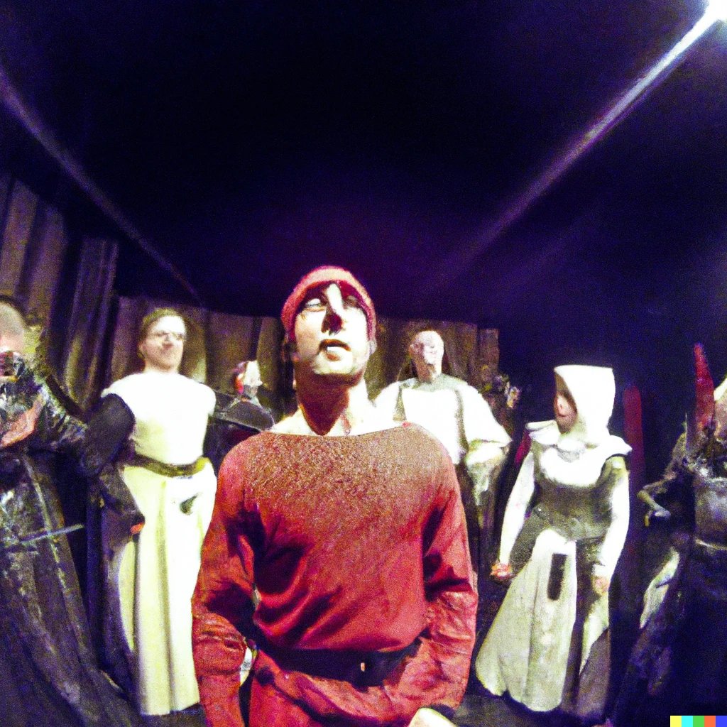 Prompt: A scene from Shakespeare's play Henry V shot on a GoPro
