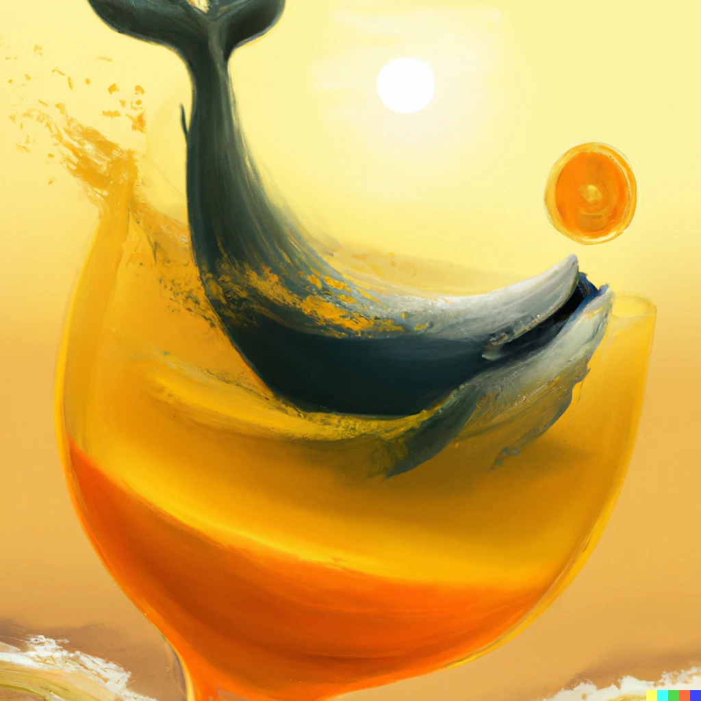 Prompt: whale swims in orange juice, renaissance 