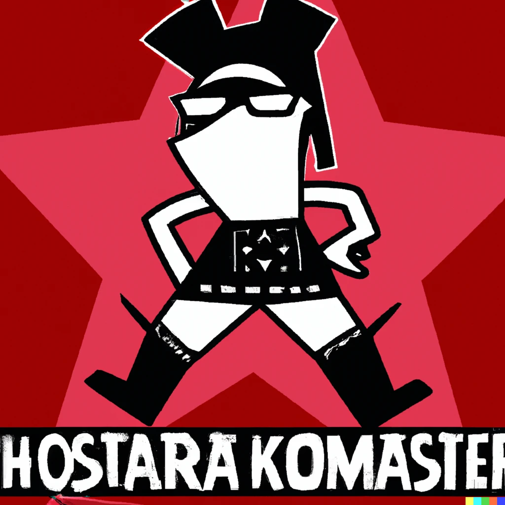 Prompt: Homestar Runner as Sasha Konietzko from KMFDM in the style of a Homestar Runner cartoon 