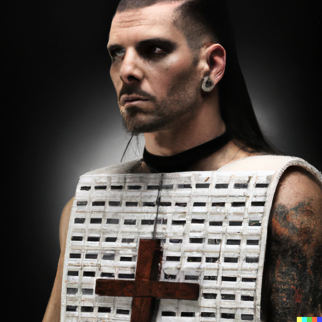 Prompt: Jesus Christ as member of Rammstein band