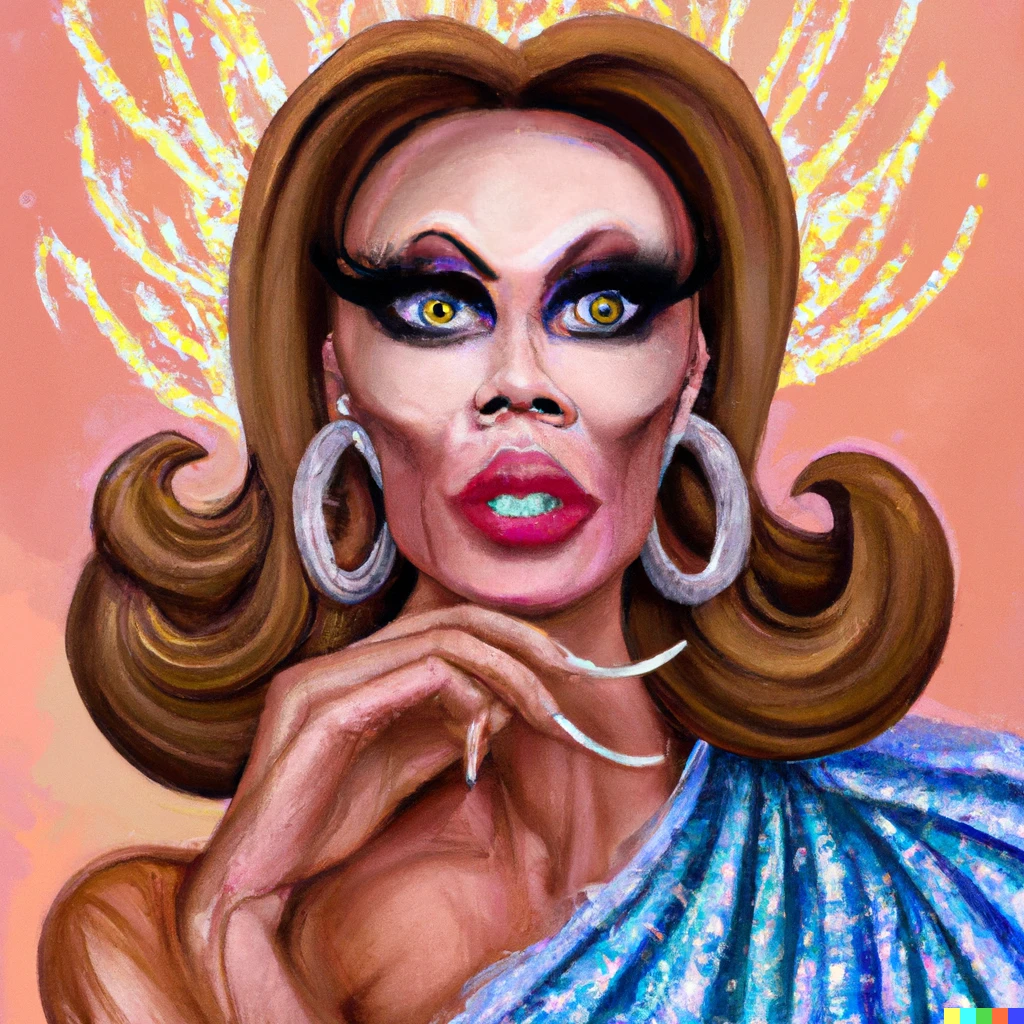 Prompt: exquisite painting of rupaul the most beautiful beautiful drag queen. 