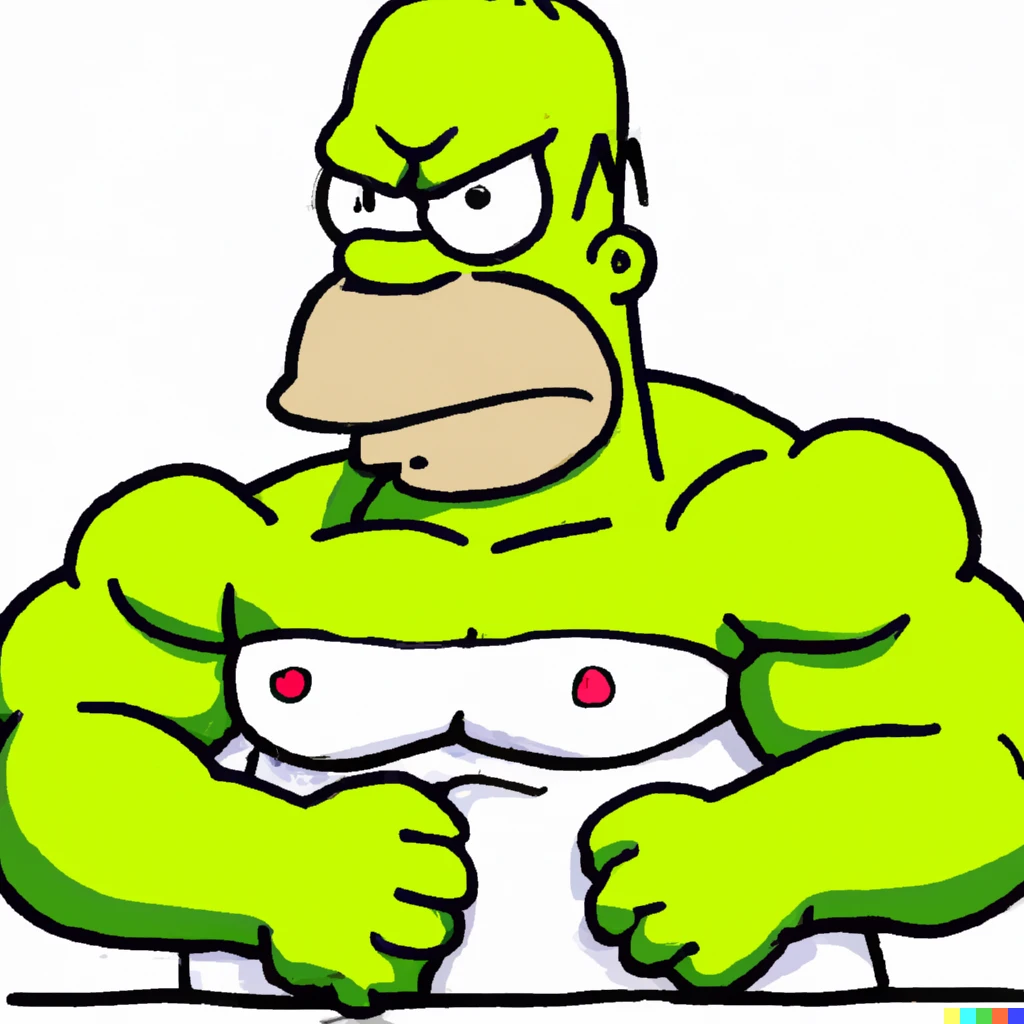 Prompt: homer simpson as the hulk