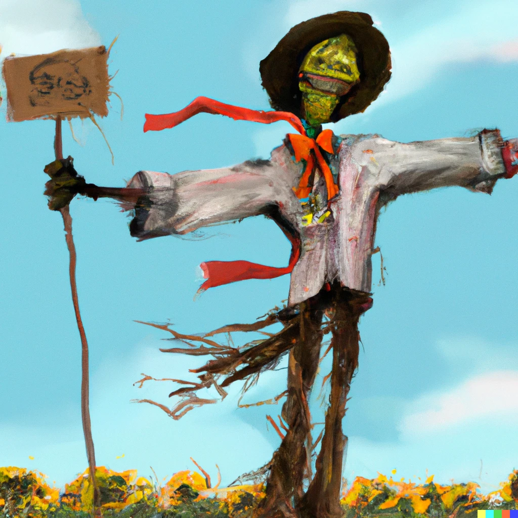 Prompt: Digital art of a scarecrow that won an award for being outstanding in his field