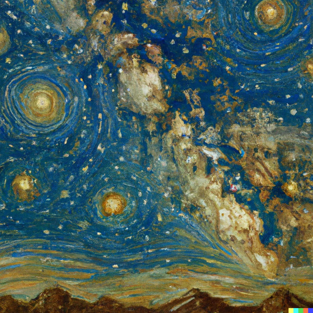 Prompt: An oil painting by Vincent van Gogh of Milky Way