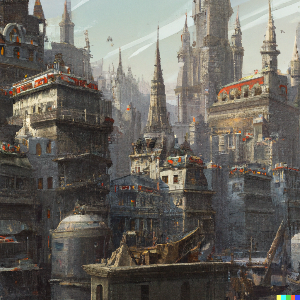 David × DALL·E 2 | Imperial gothic cityscape, by 皮尔特, by Misha Savier ...