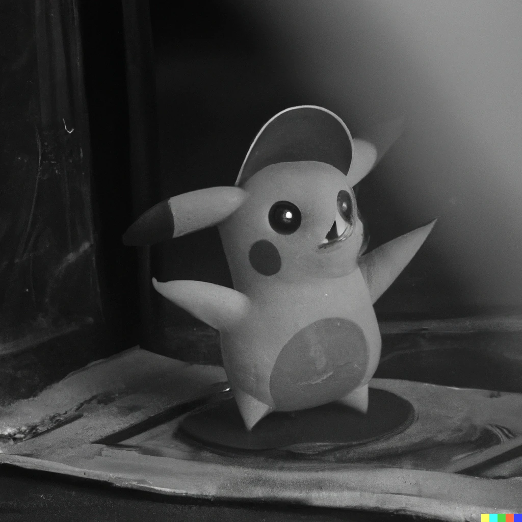 Prompt: fotografía del pokemon Pikachu en el año 1920