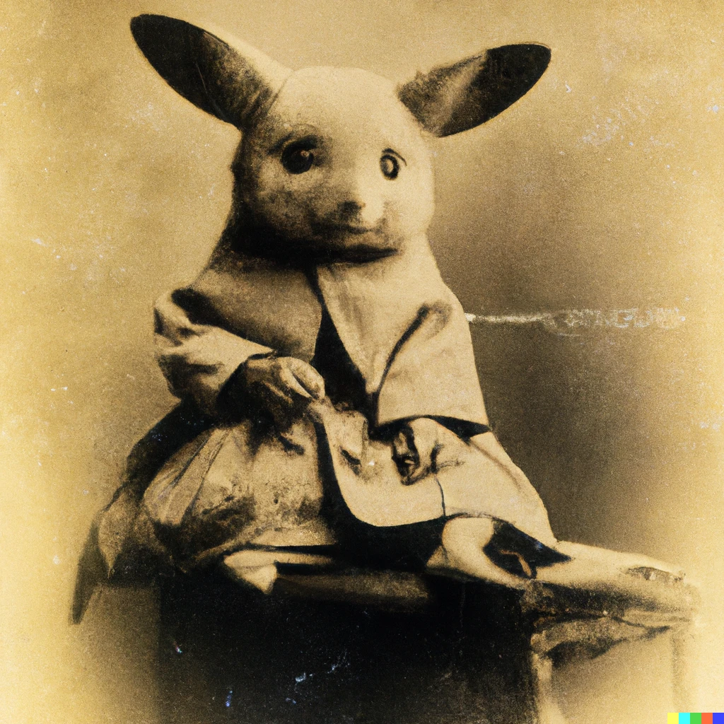 Prompt: fotografía de Pikachu en 1920