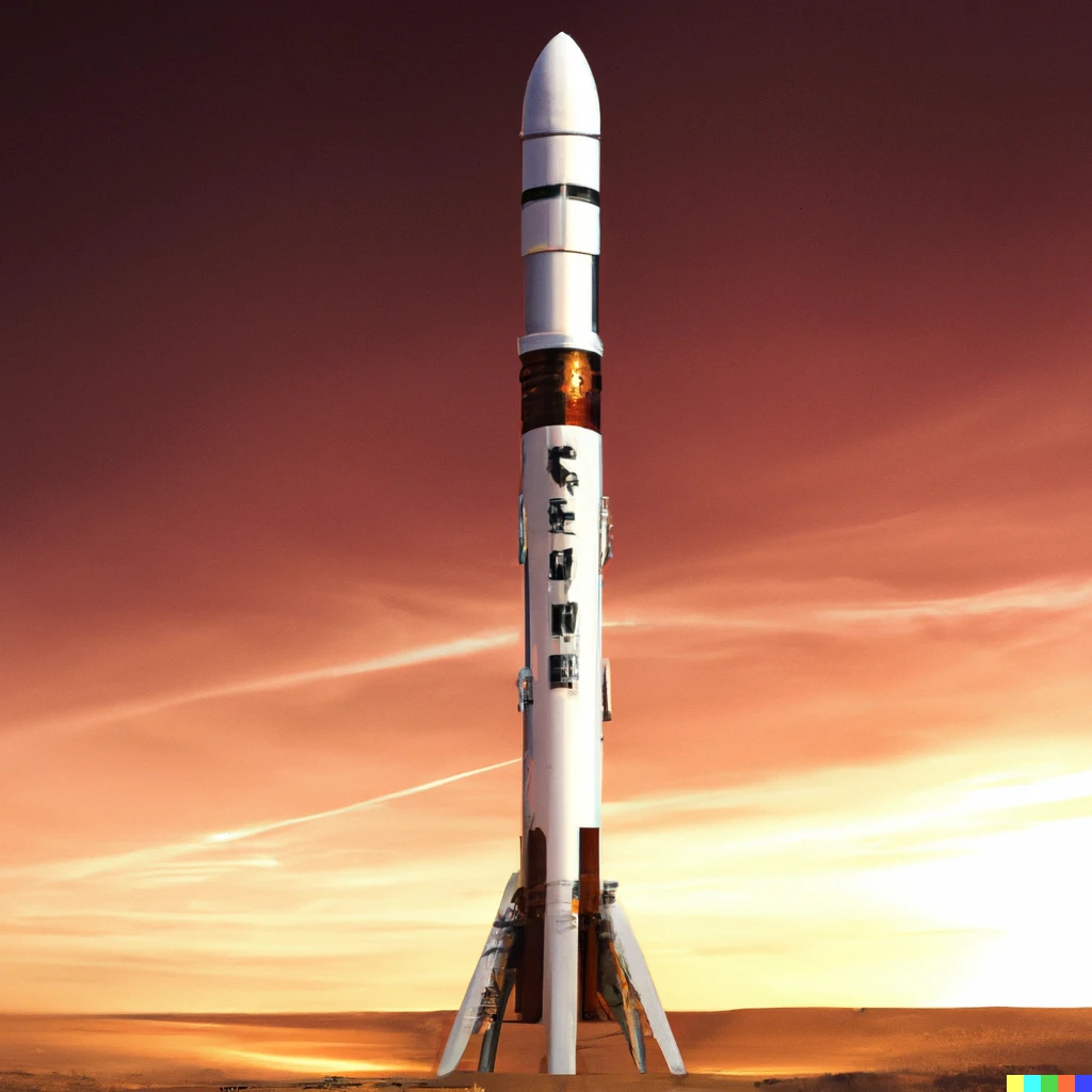 Prompt: A new Tesla SpaceX model of Rocket capable on landing on Mars