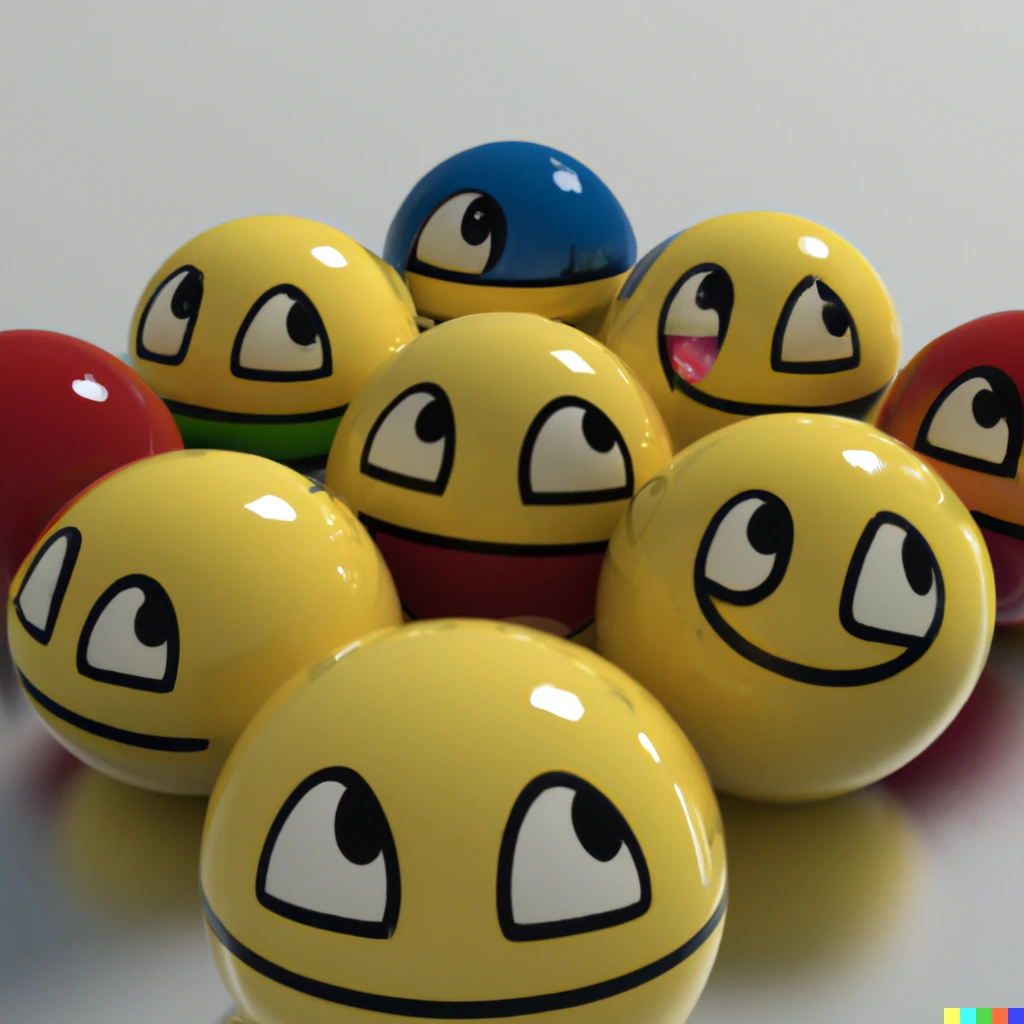 Prompt: render of some spheres with emojis