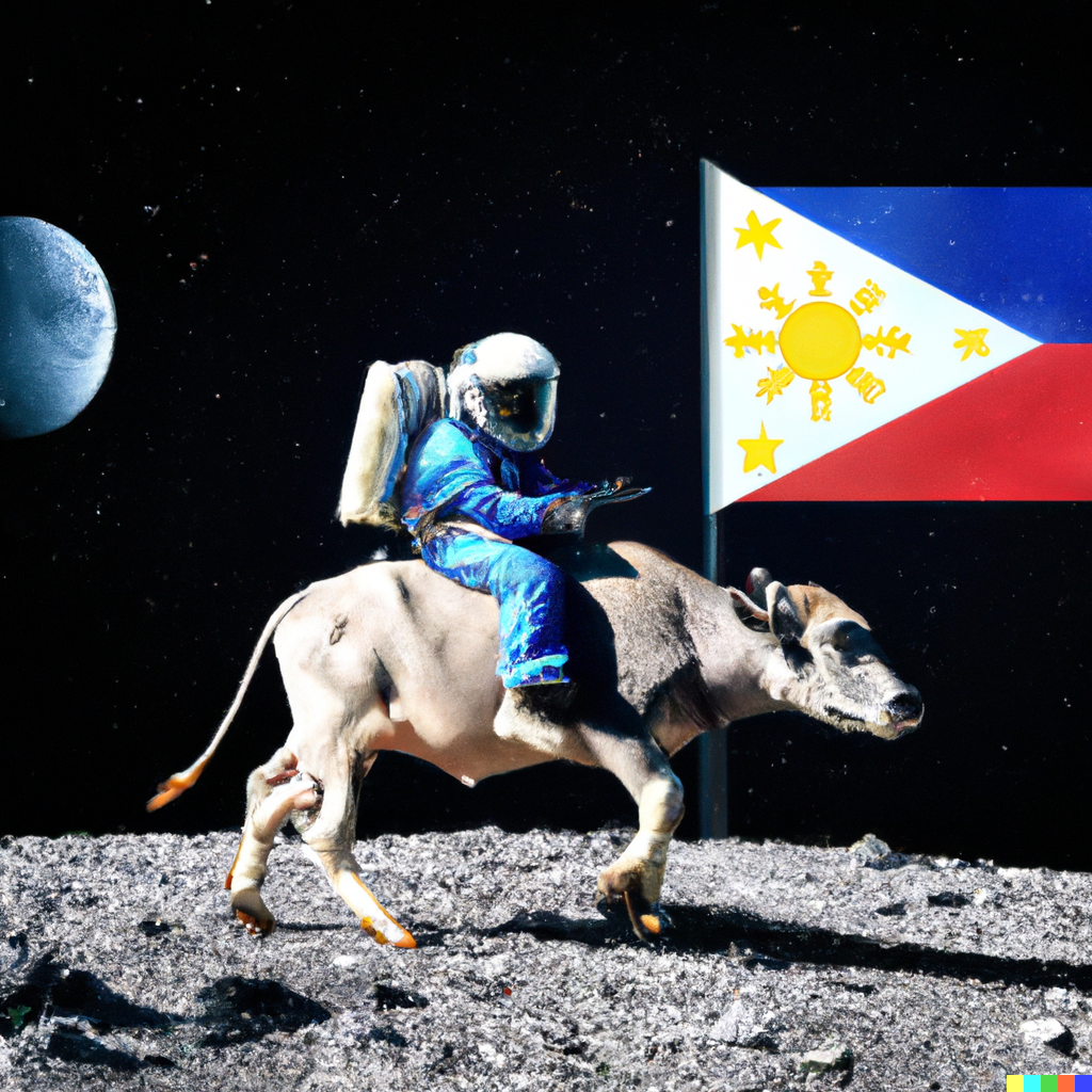 Eric Dalle An Astronaut Carrying A Philippines Flag On The Moon