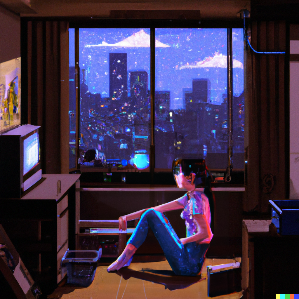 Tanner × DALL·E 2 | pixel art scene of a dark haired woman in shirt and ...