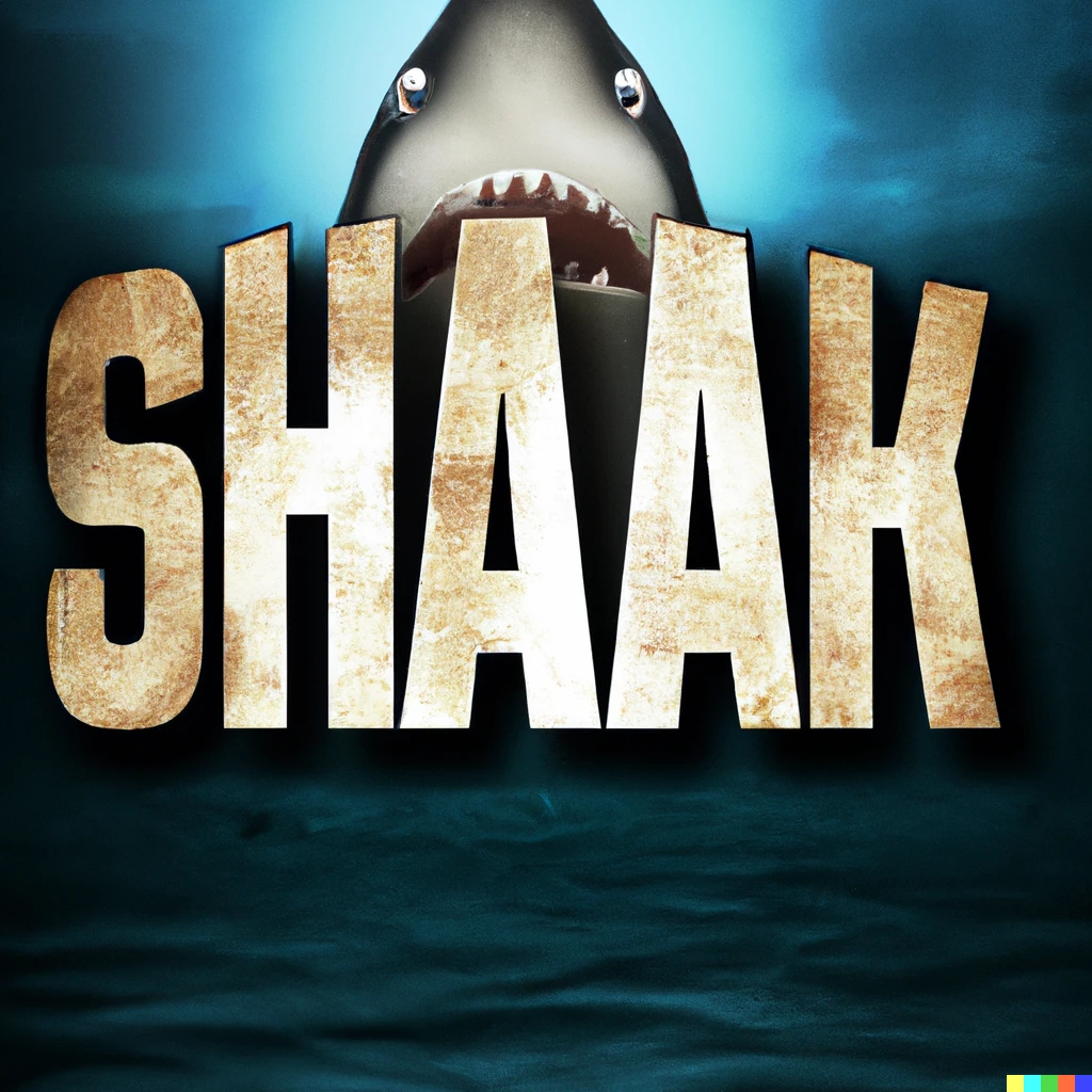 Prompt: Movie poster for a horror movie entitled "noah's shark" 