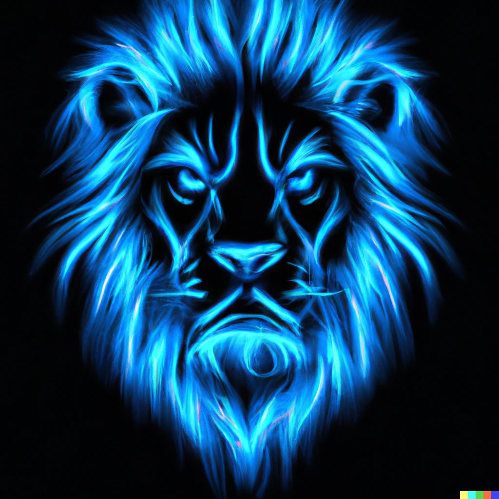 Prompt: Neon blue lion 