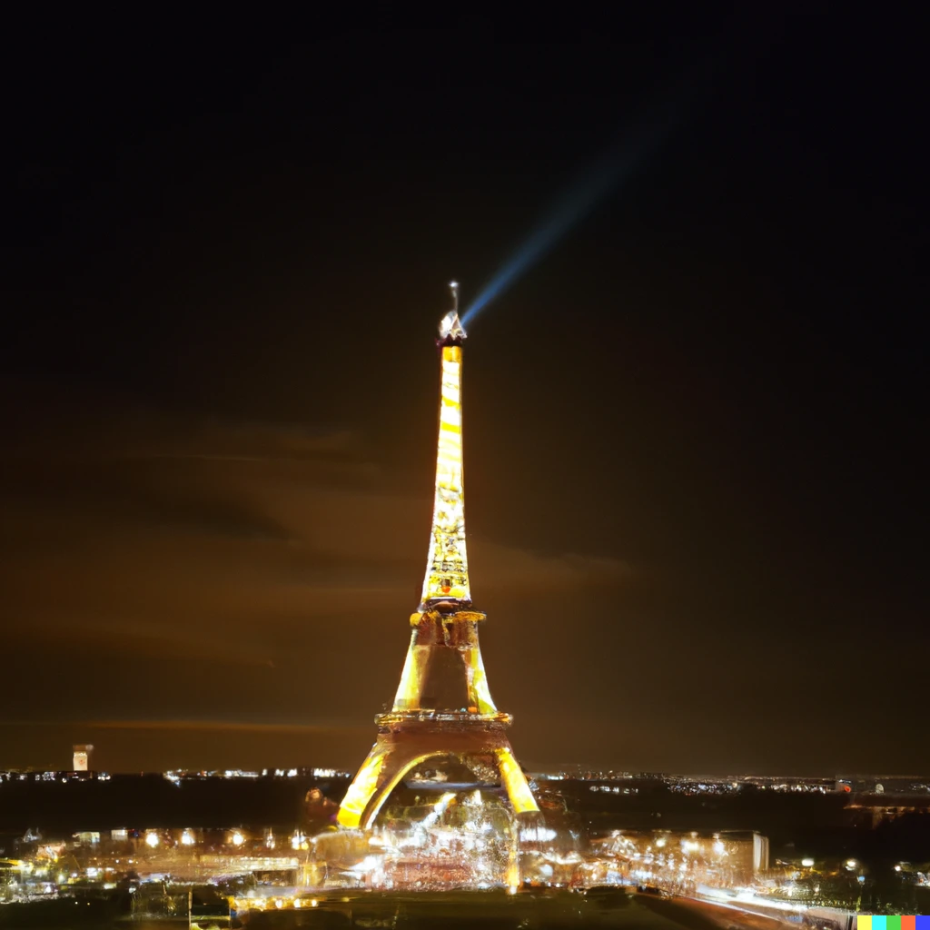 Prompt: A photo of the Eiffel Tower at night