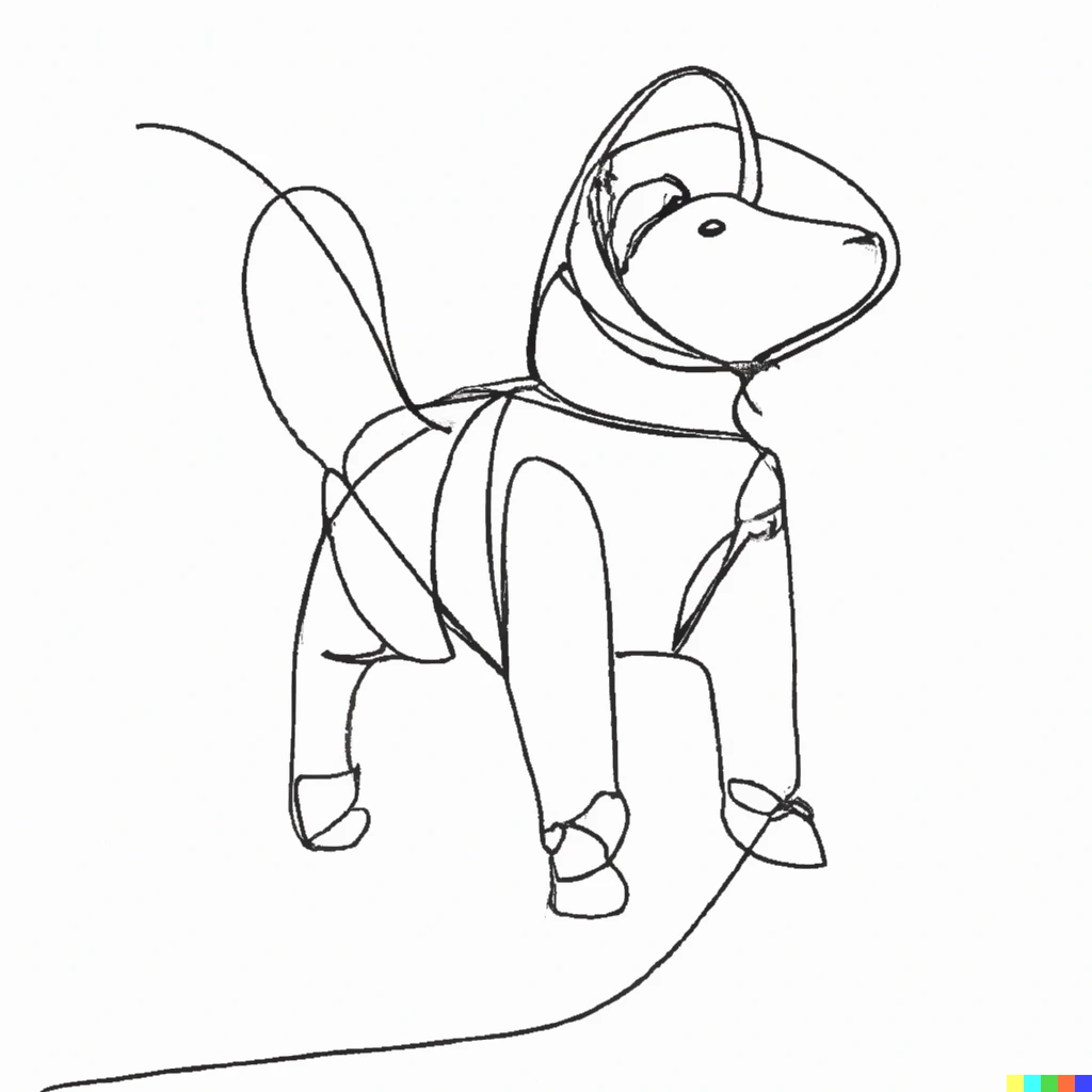 Prompt: one line drawing of an astronaut dog