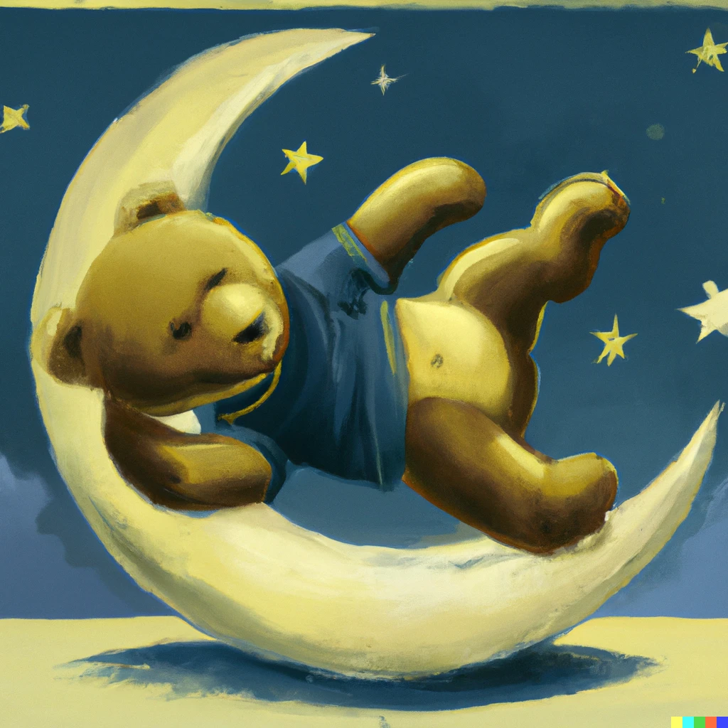 Prompt: A mona lisa style painting of a teddy bear breakdancing on the moon 
